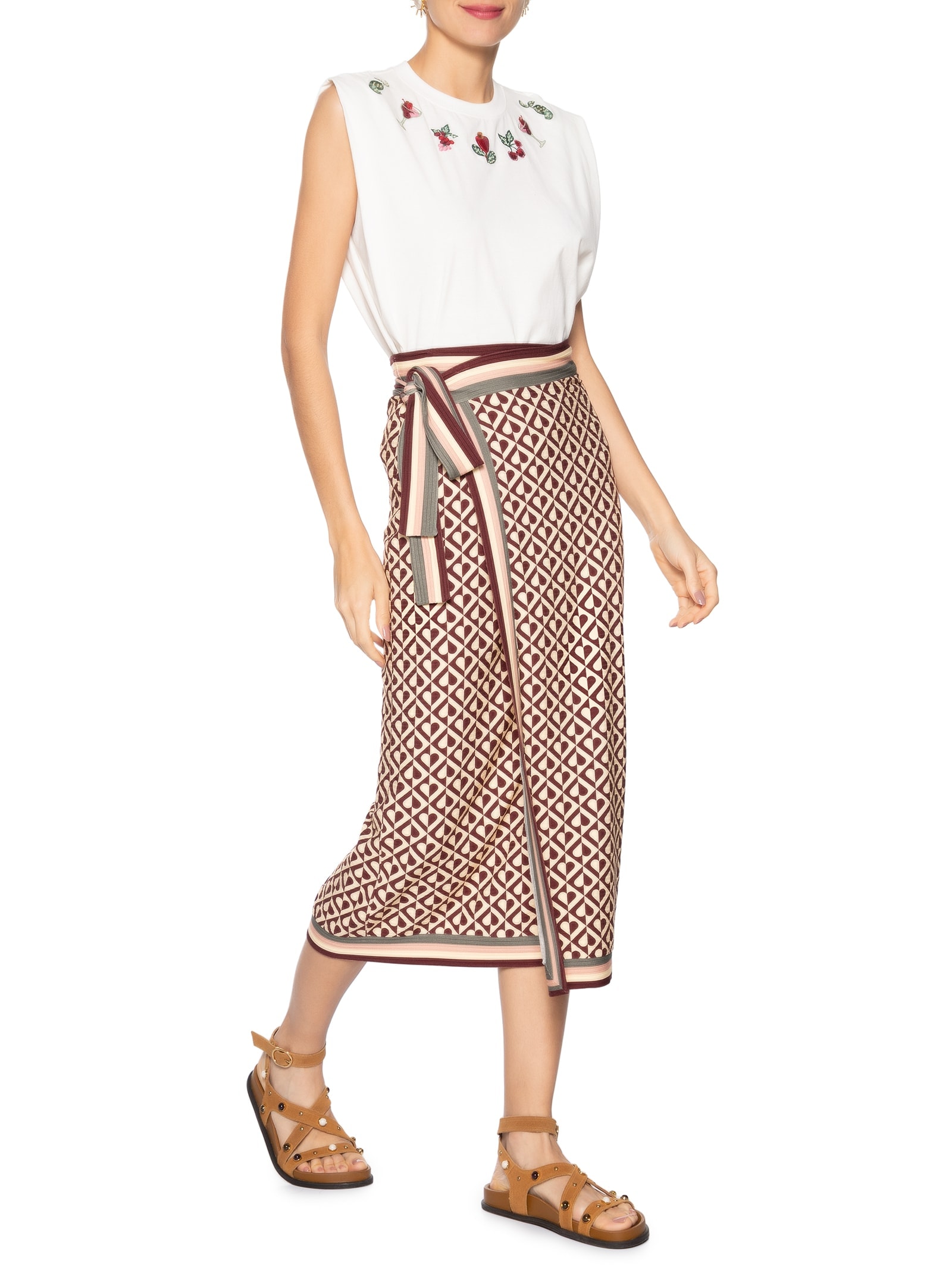 Saia Midi Amore Marrom Farm