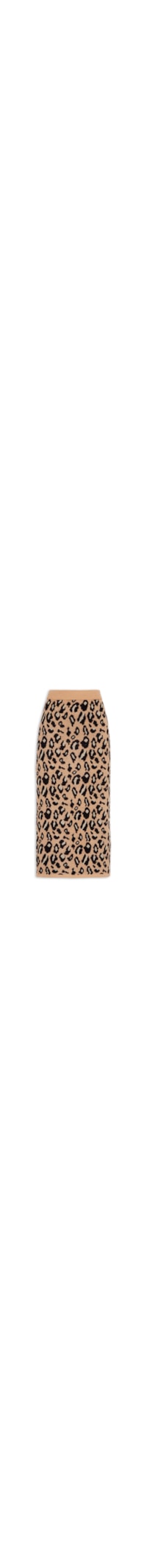 Saia Midi Animal Print Em Tricot - Bege