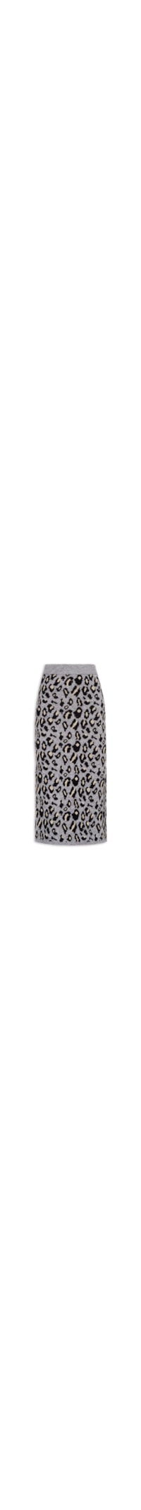 Saia Midi Animal Print Em Tricot - Cinza