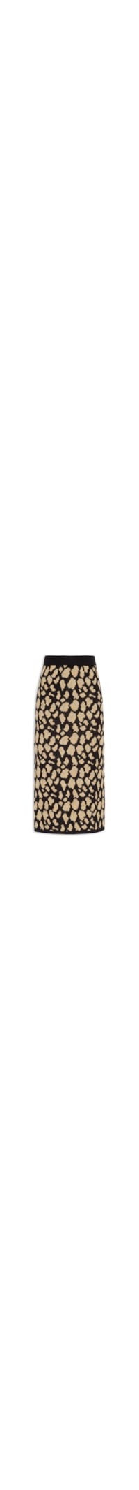 Saia Midi Animal Print Em Tricot - Preto