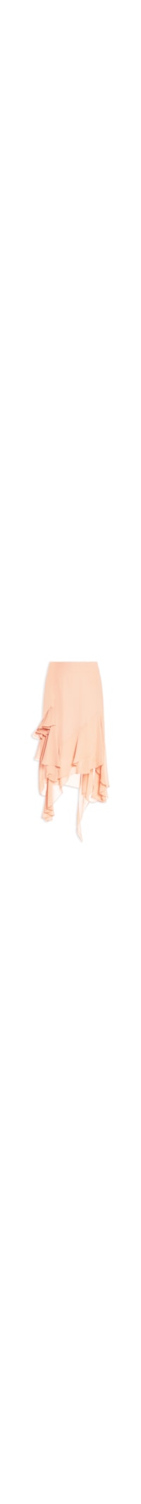 Saia Midi Assimétrica Em Chiffon - Bege