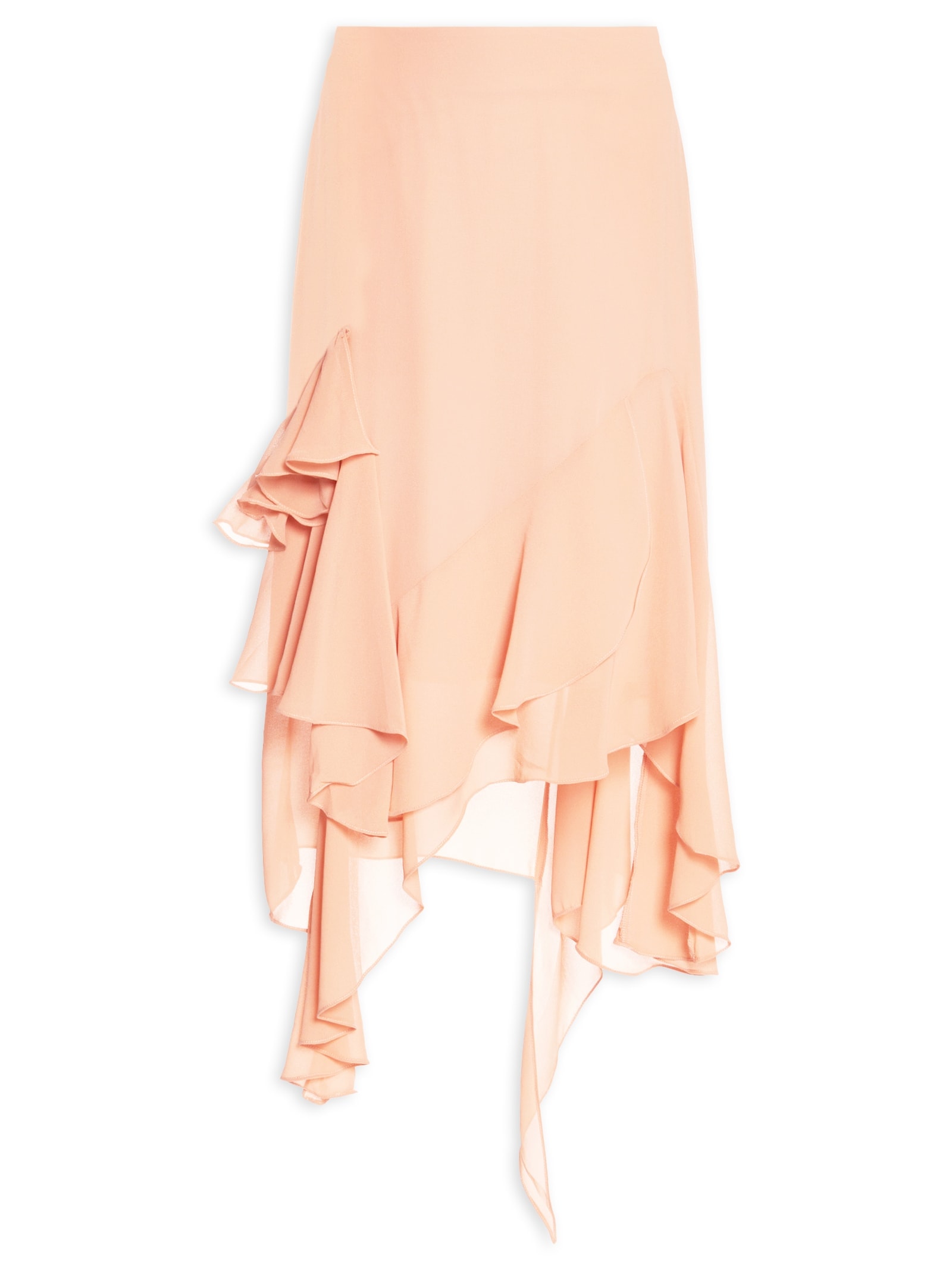 Saia Midi Assimétrica Em Chiffon Bege '2Essential