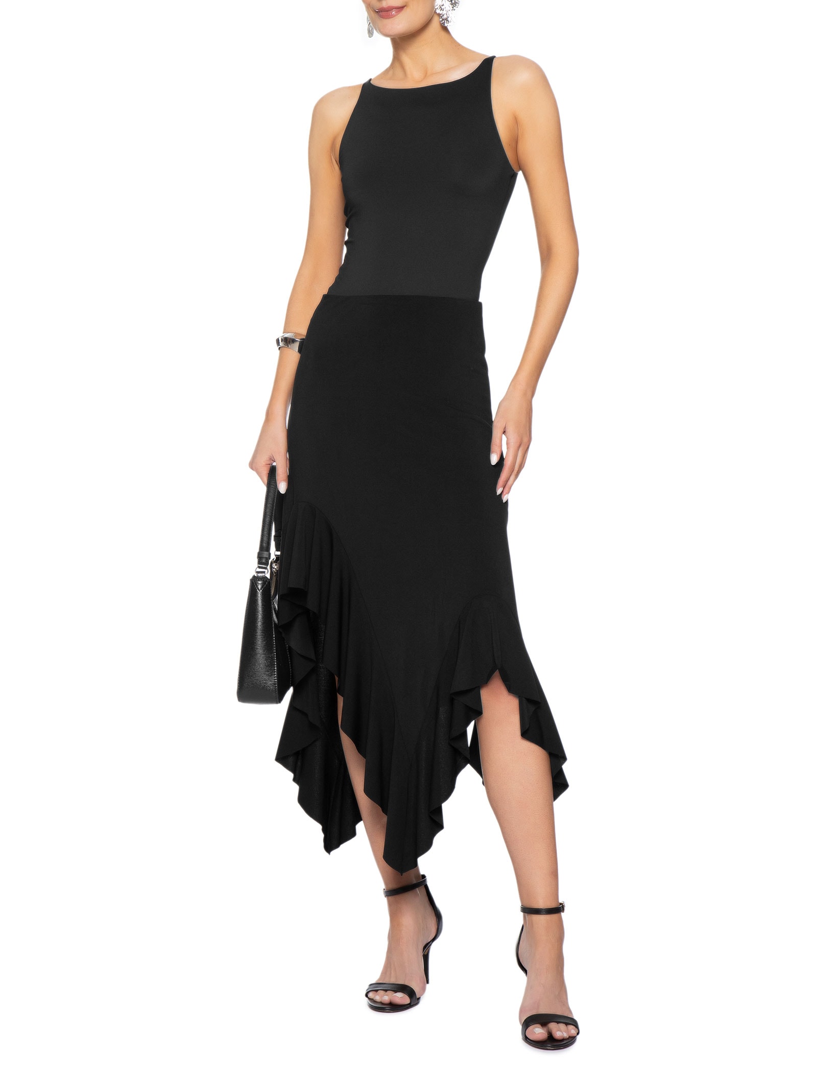 Saia Midi Assimétrica Preto Market 33