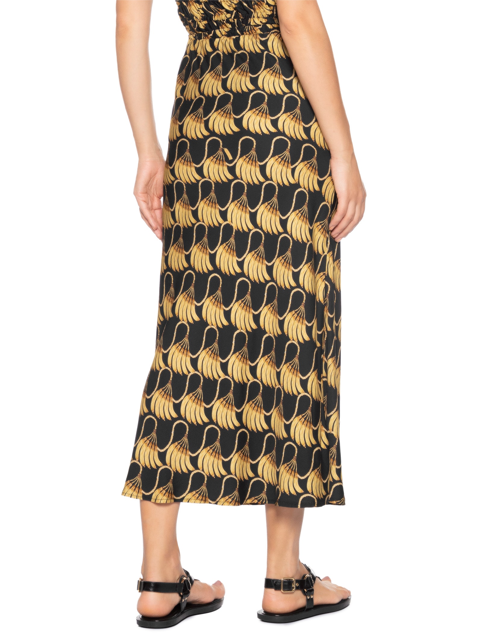 Saia Midi Banana Tassel Mini Preto Farm