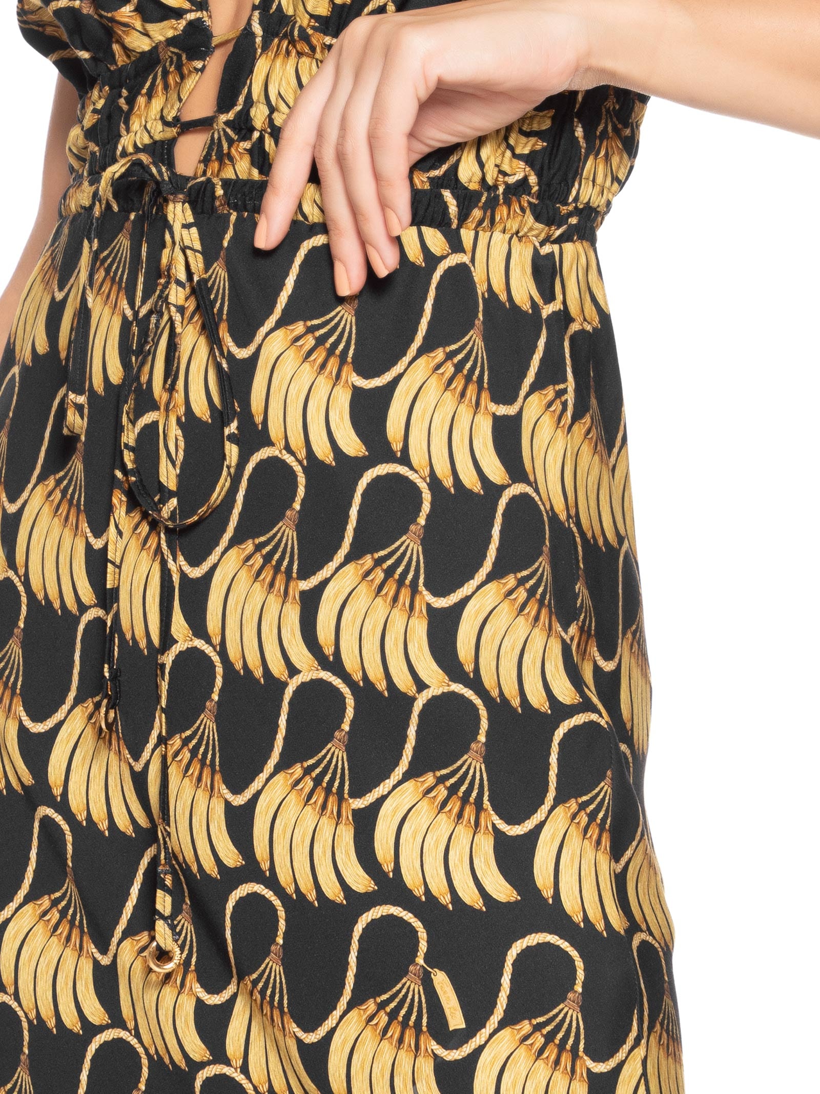 Saia Midi Banana Tassel Mini Preto Farm