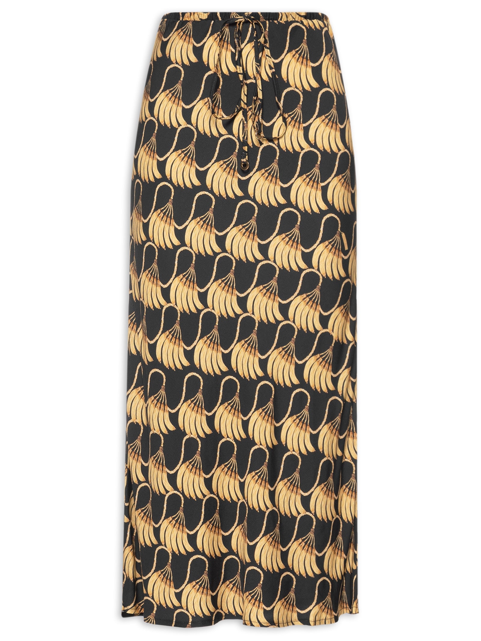 Saia Midi Banana Tassel Mini Preto Farm