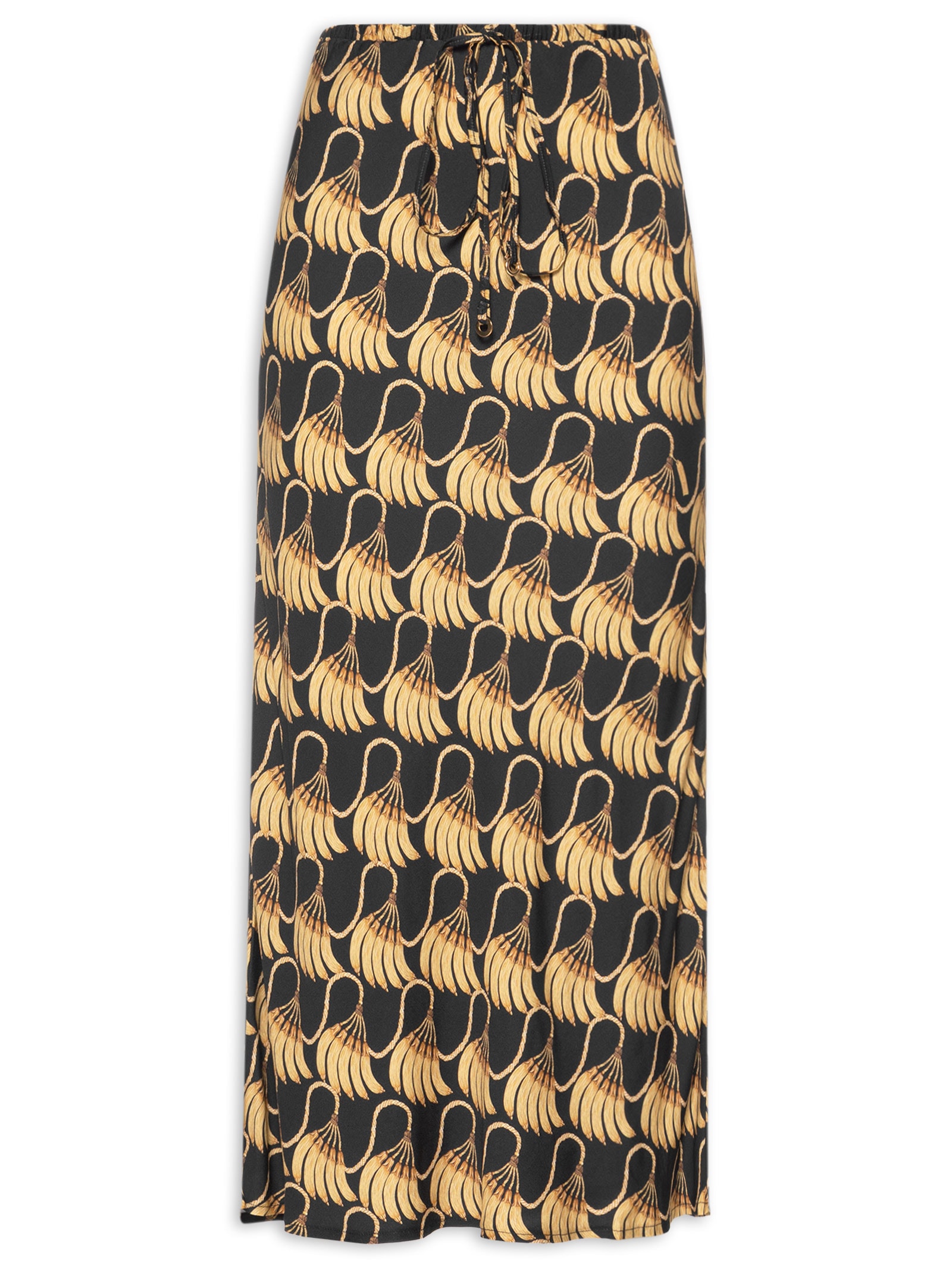 Saia Midi Banana Tassel Mini Preto Farm