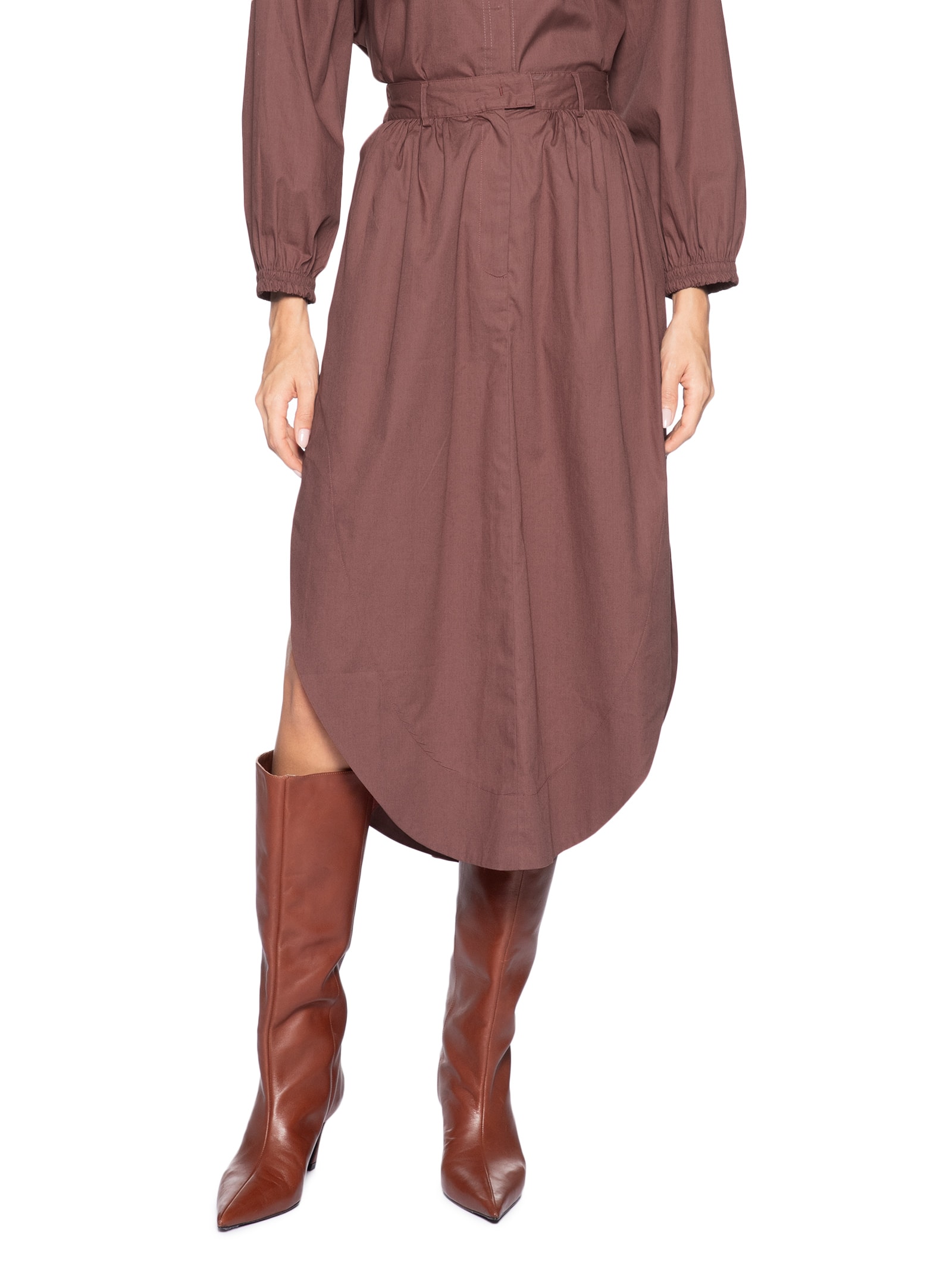 Saia Midi Barra Arredondada – Rosa Animale