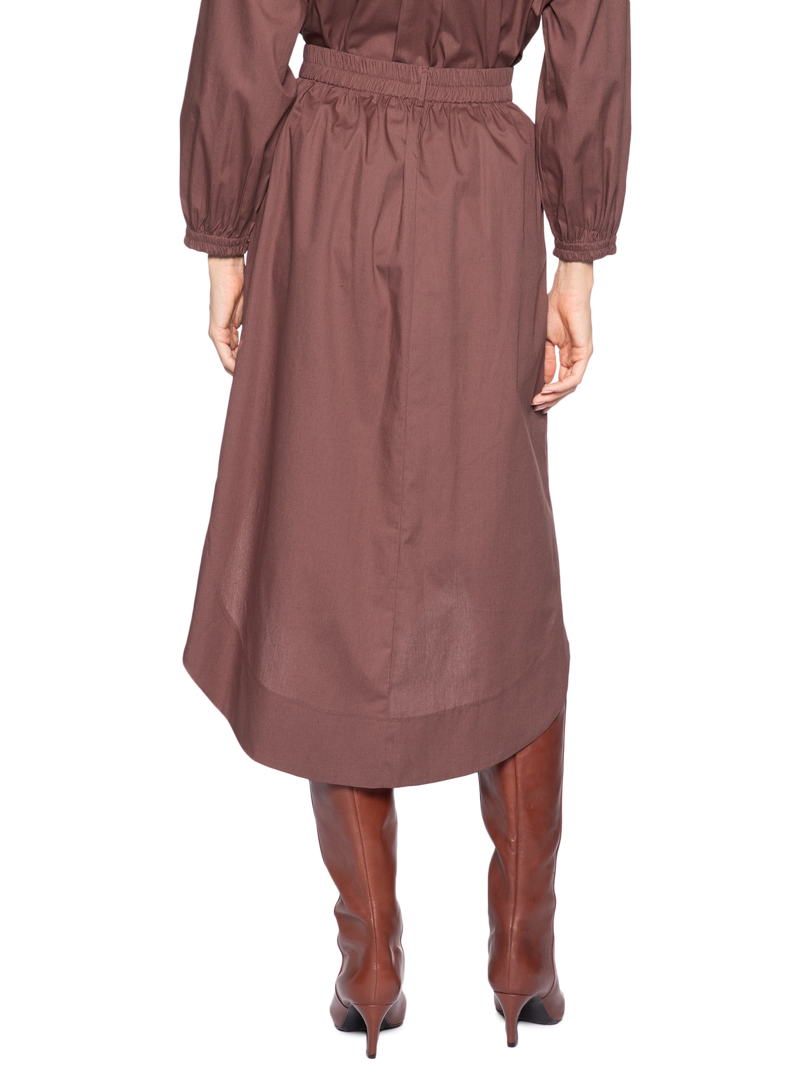 Saia Midi Barra Arredondada – Rosa Animale