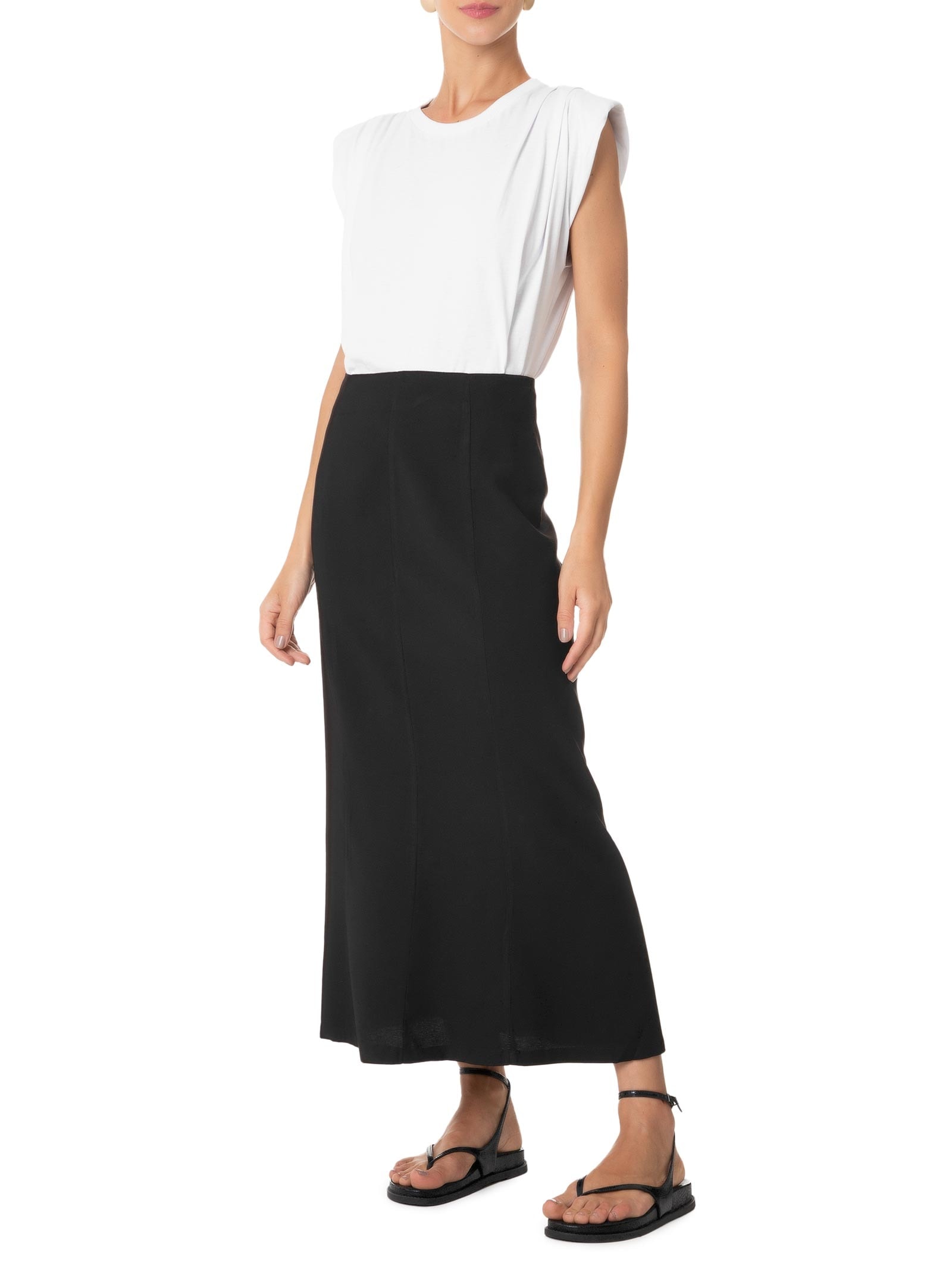Saia Midi Básica Preto Basiq