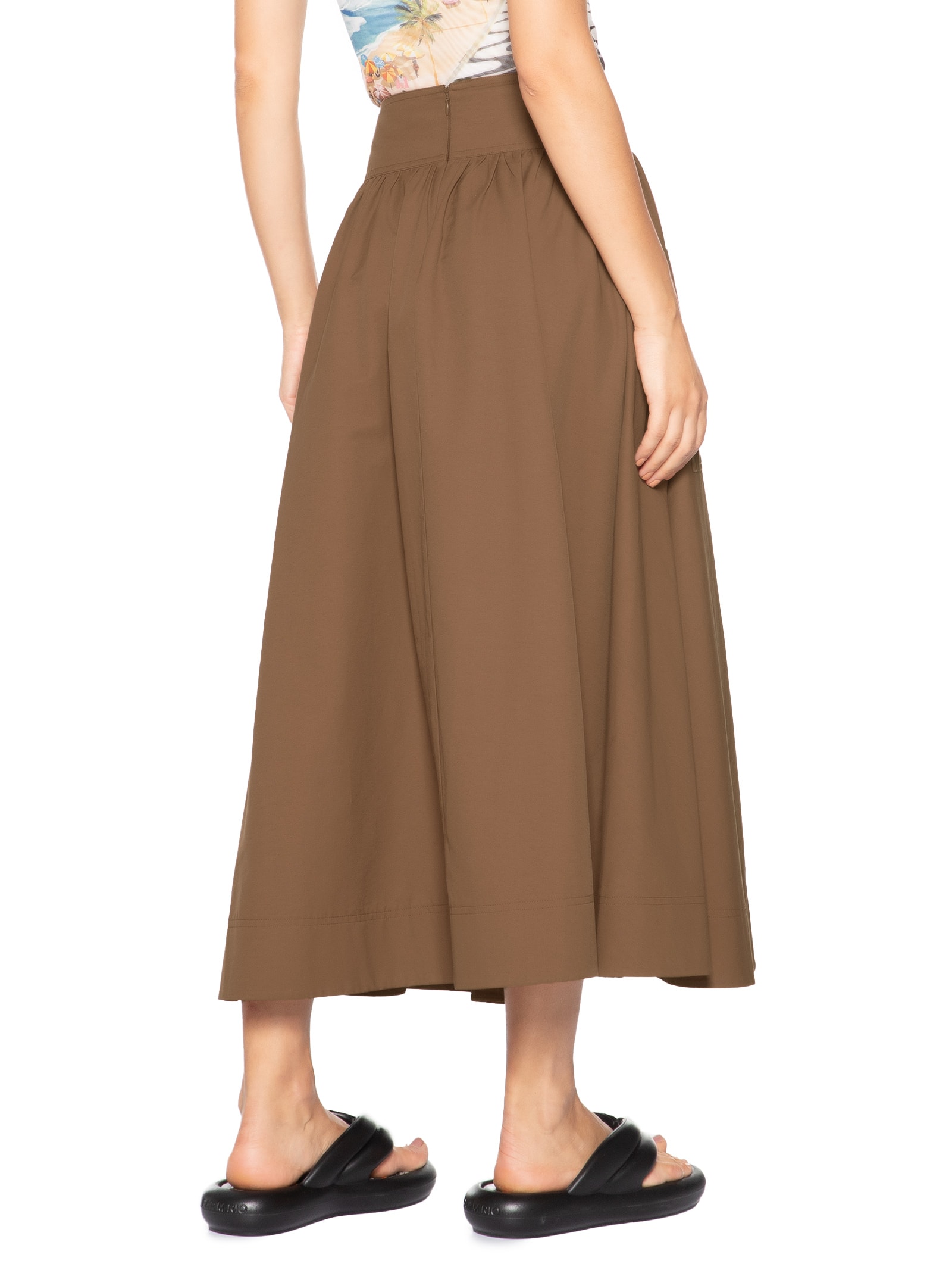 Saia Midi Bolso Marrom Farm