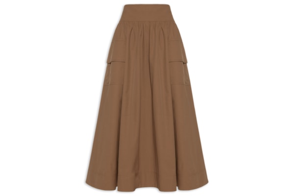 Saia Midi Bolso - Marrom