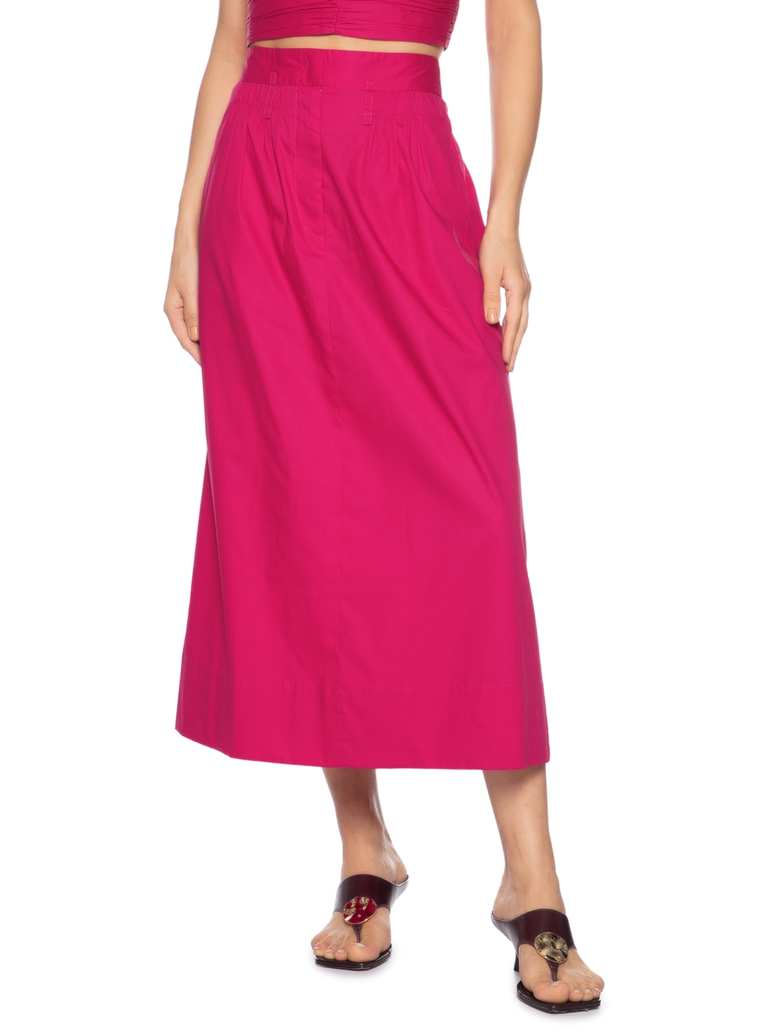 Saia Midi Calda Vermelho Animale