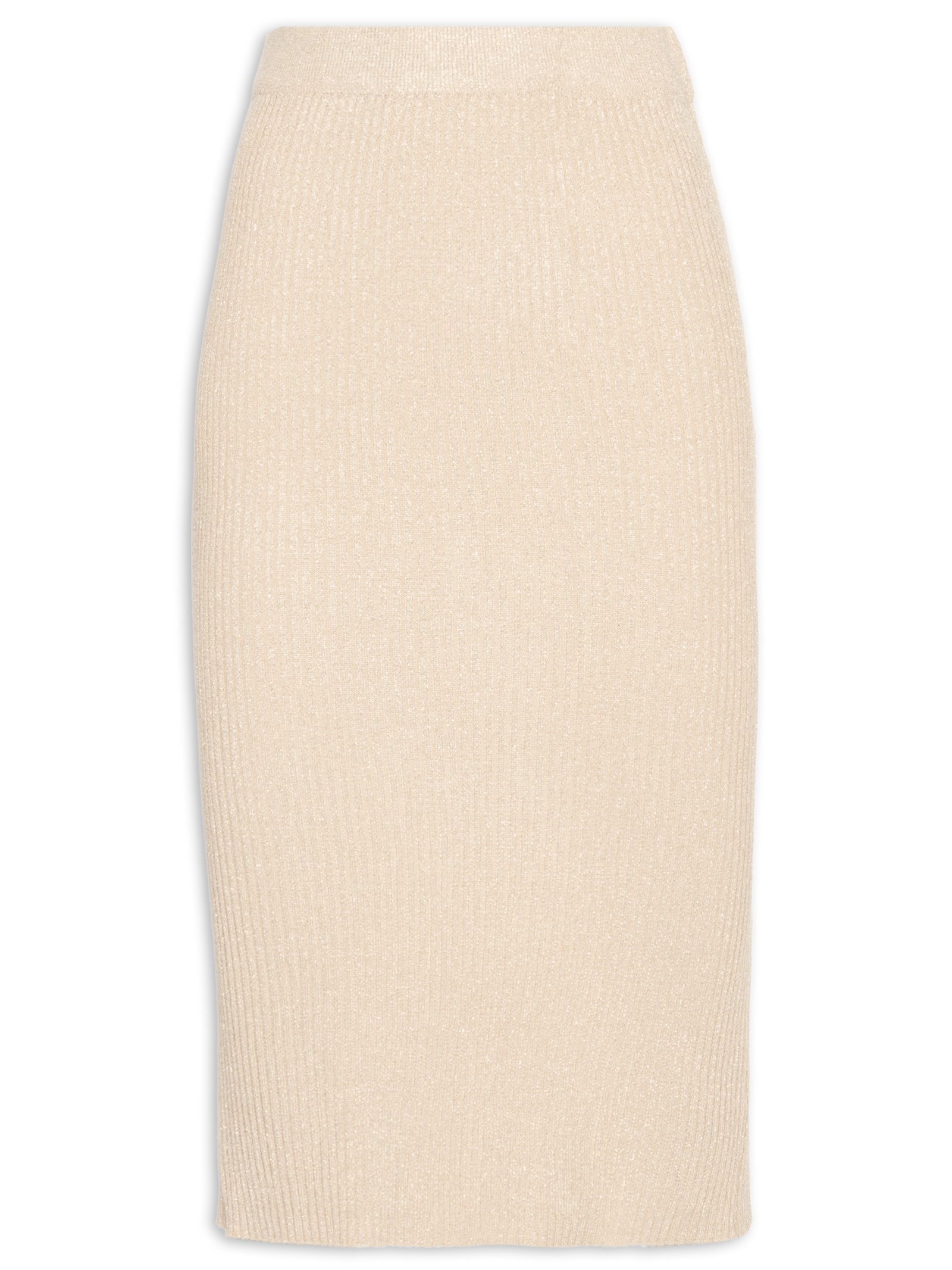 Saia Midi Canelada Bege  Basiq