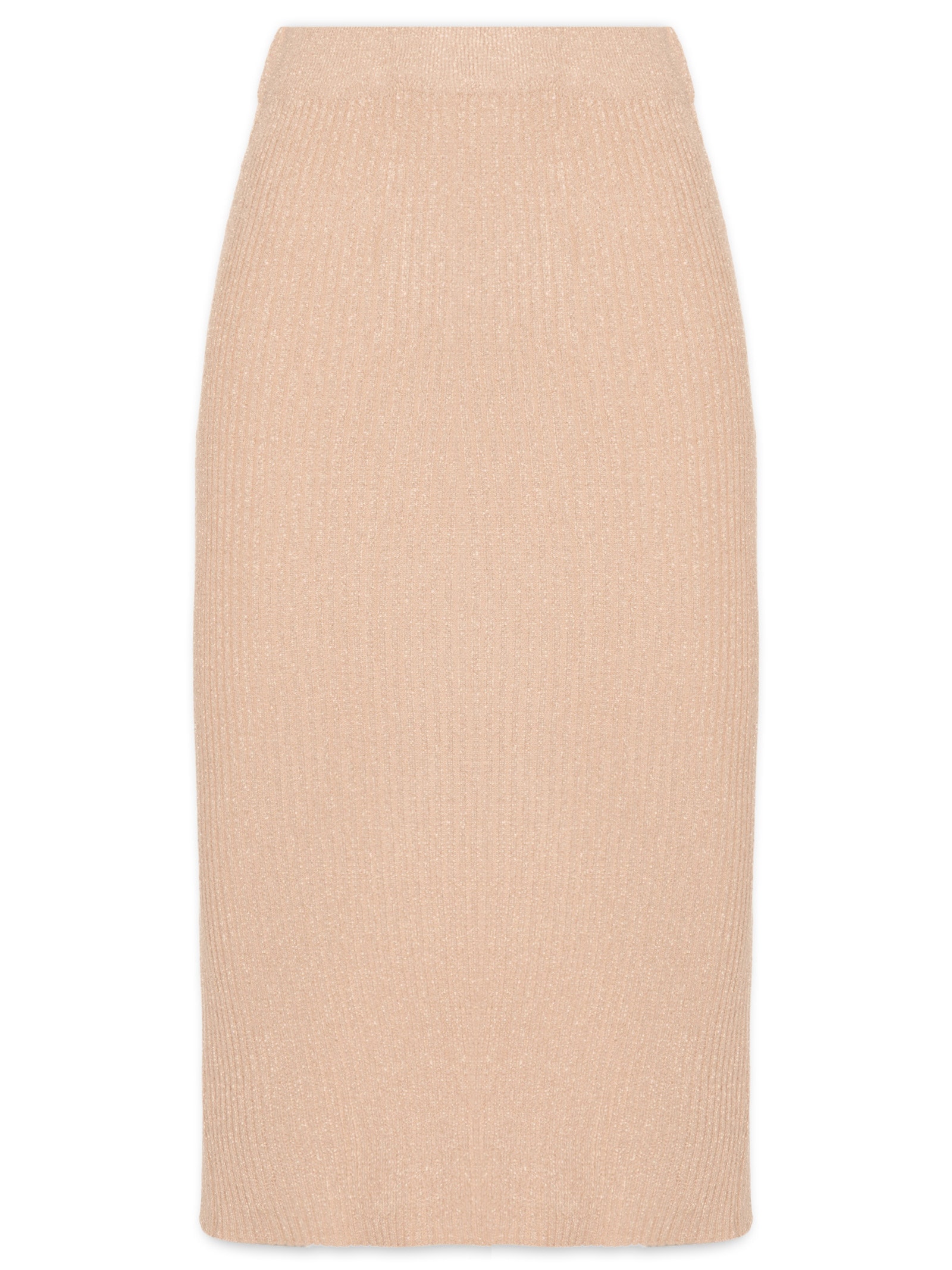 Saia Midi Canelada Bege  Basiq