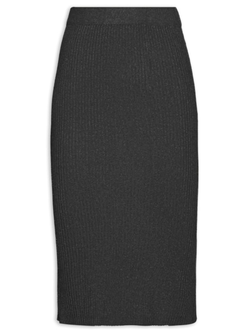 Saia Midi Canelada – Preto