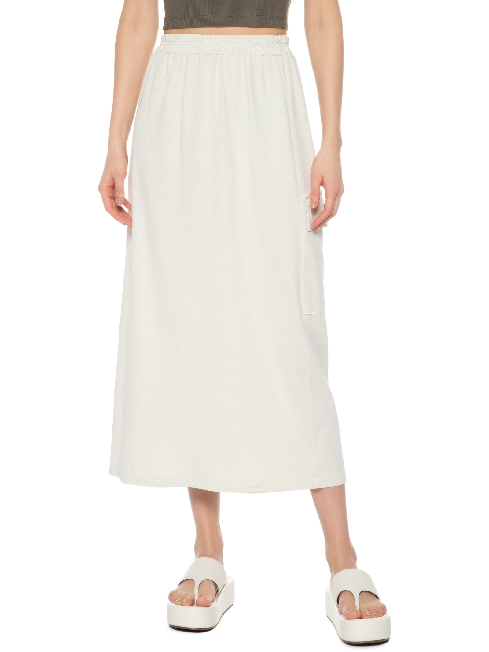 Saia Midi Cargo Cinza Basiq