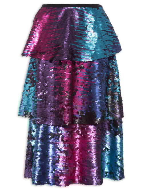 Saia Midi Carnaval Camadas - Rosa