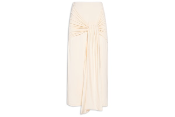 Saia Midi Com Amarração Frontal - Bege 