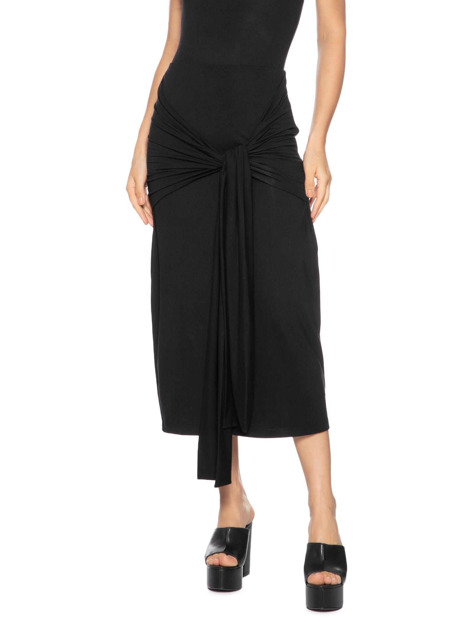 Saia Midi Com Amarração Frontal Preto '2Essential