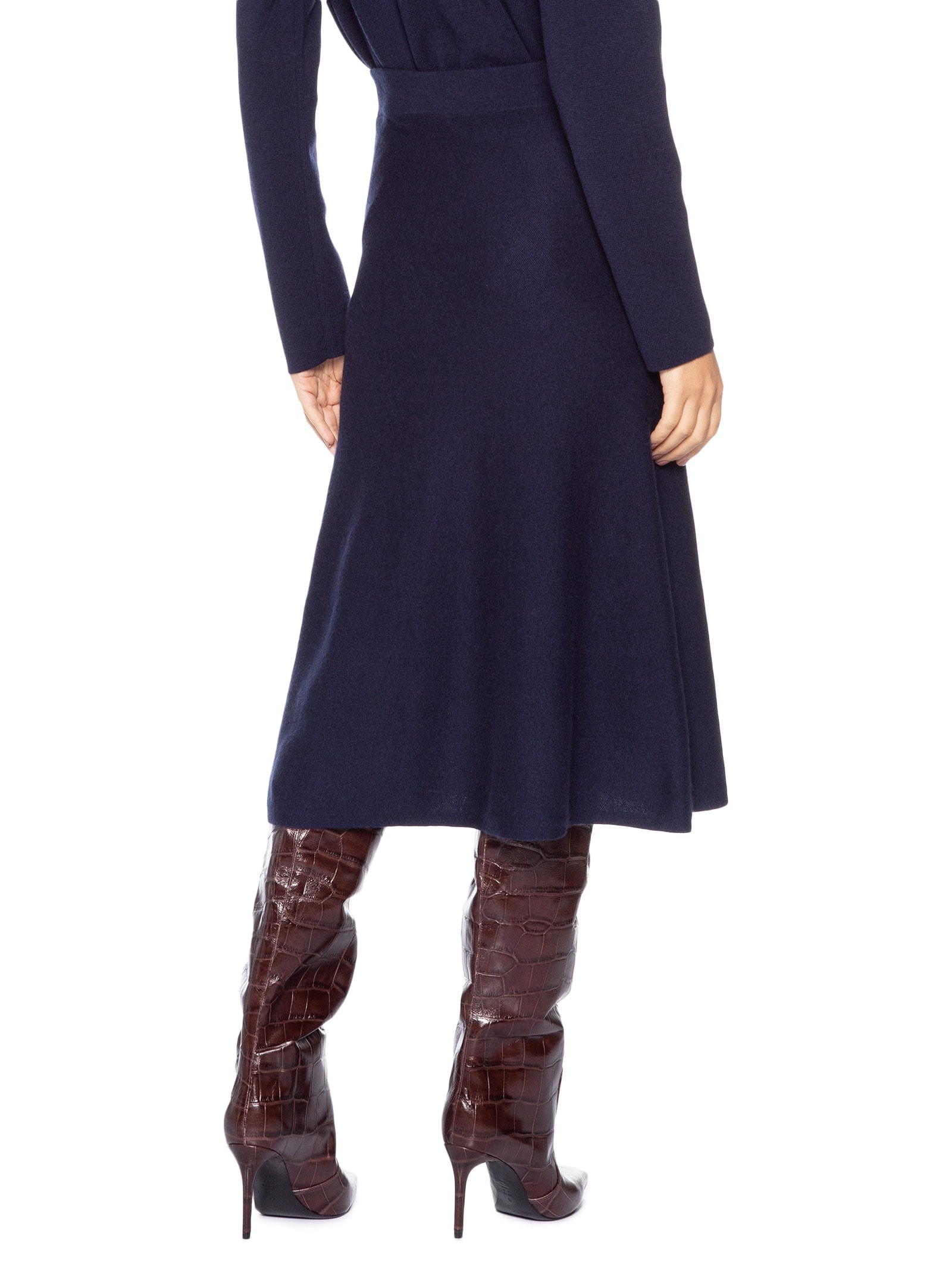 Saia Midi Com Blend De Lã E Cashmere Azul '2Essential
