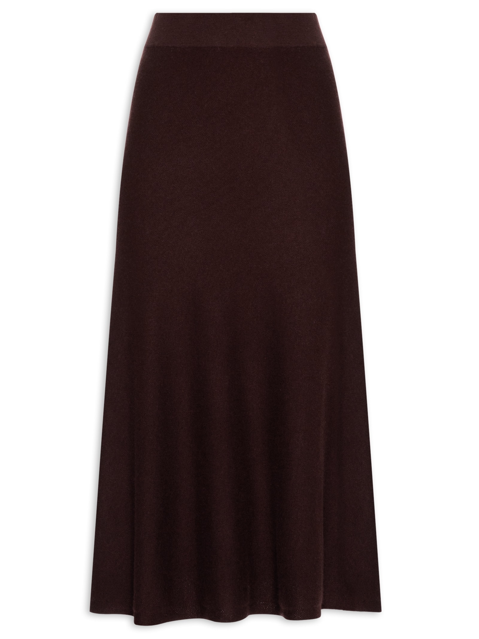 Saia Midi Com Blend de Lã e Cashmere Marrom '2Essential