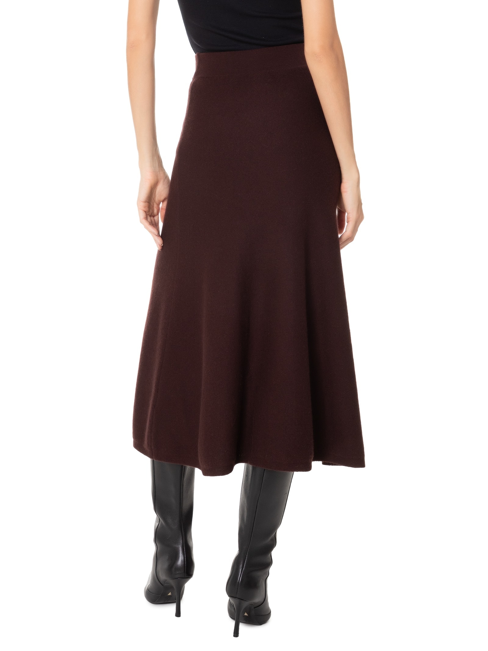 Saia Midi Com Blend de Lã e Cashmere Marrom '2Essential