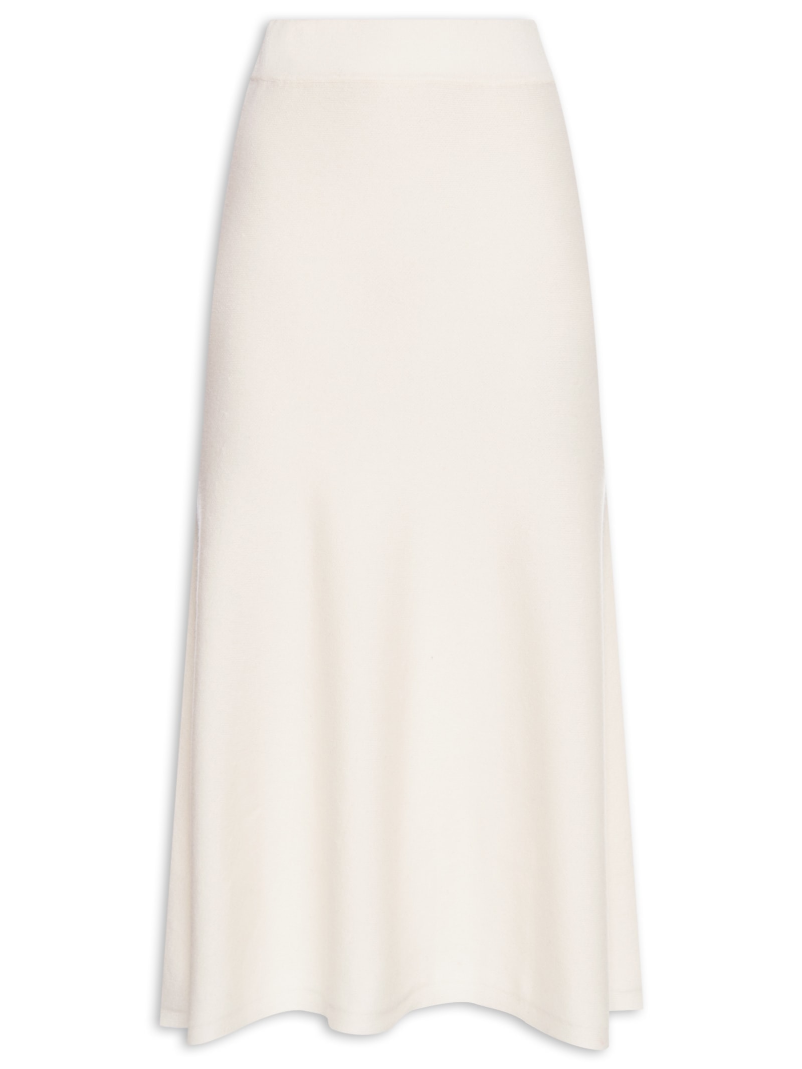 Saia Midi Com Blend de Lã e Cashmere Off White '2Essential