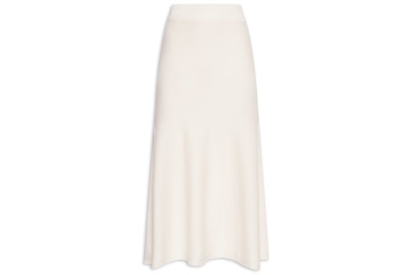 Saia Midi Com Blend de Lã e Cashmere - Off White