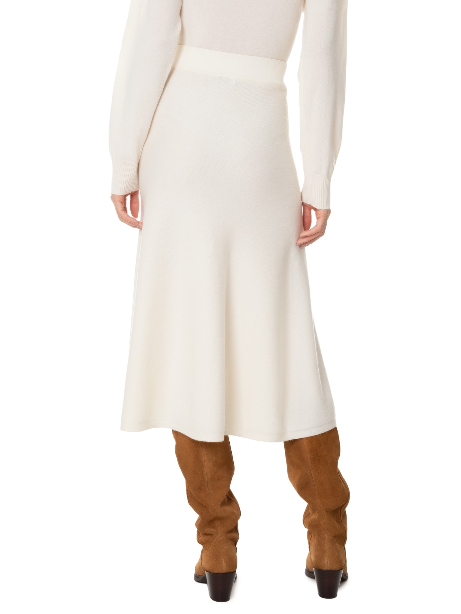 Saia Midi Com Blend de Lã e Cashmere Off White '2Essential