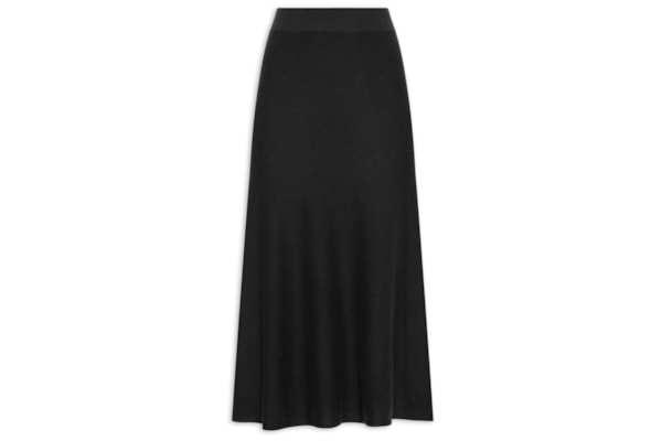 Saia Midi Com Blend de Lã e Cashmere - Preto