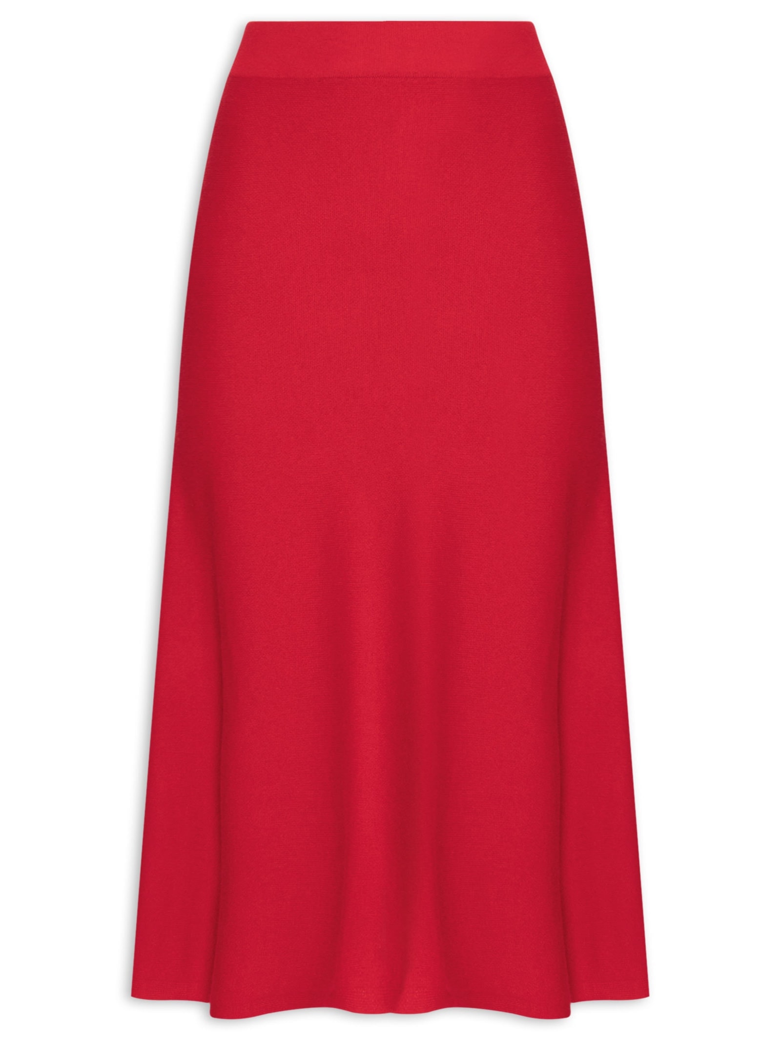 Saia Midi Com Blend de Lã e Cashmere Vermelho '2Essential