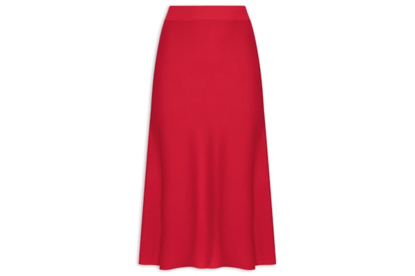 Saia Midi Com Blend de Lã e Cashmere - Vermelho