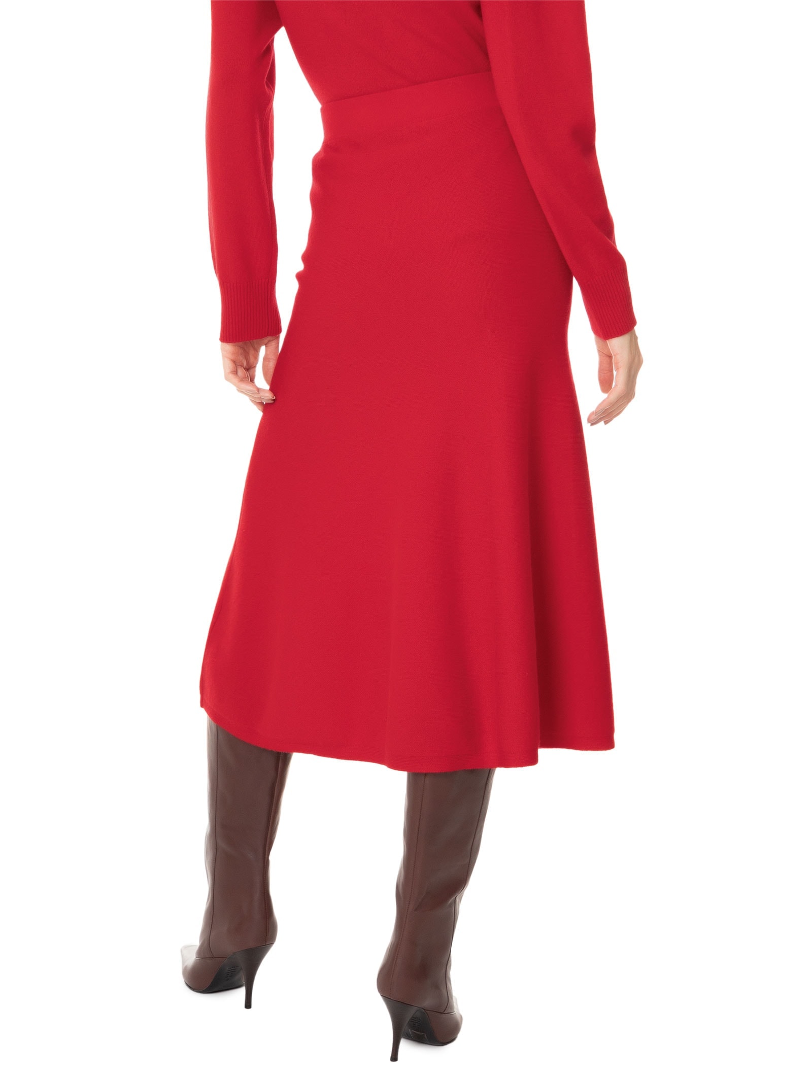 Saia Midi Com Blend de Lã e Cashmere Vermelho '2Essential