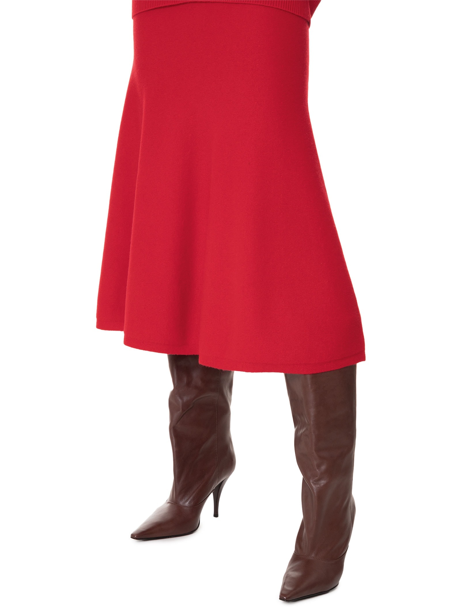 Saia Midi Com Blend de Lã e Cashmere Vermelho '2Essential