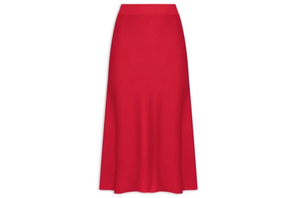 Saia Midi Com Blend de Lã e Cashmere - Vermelho