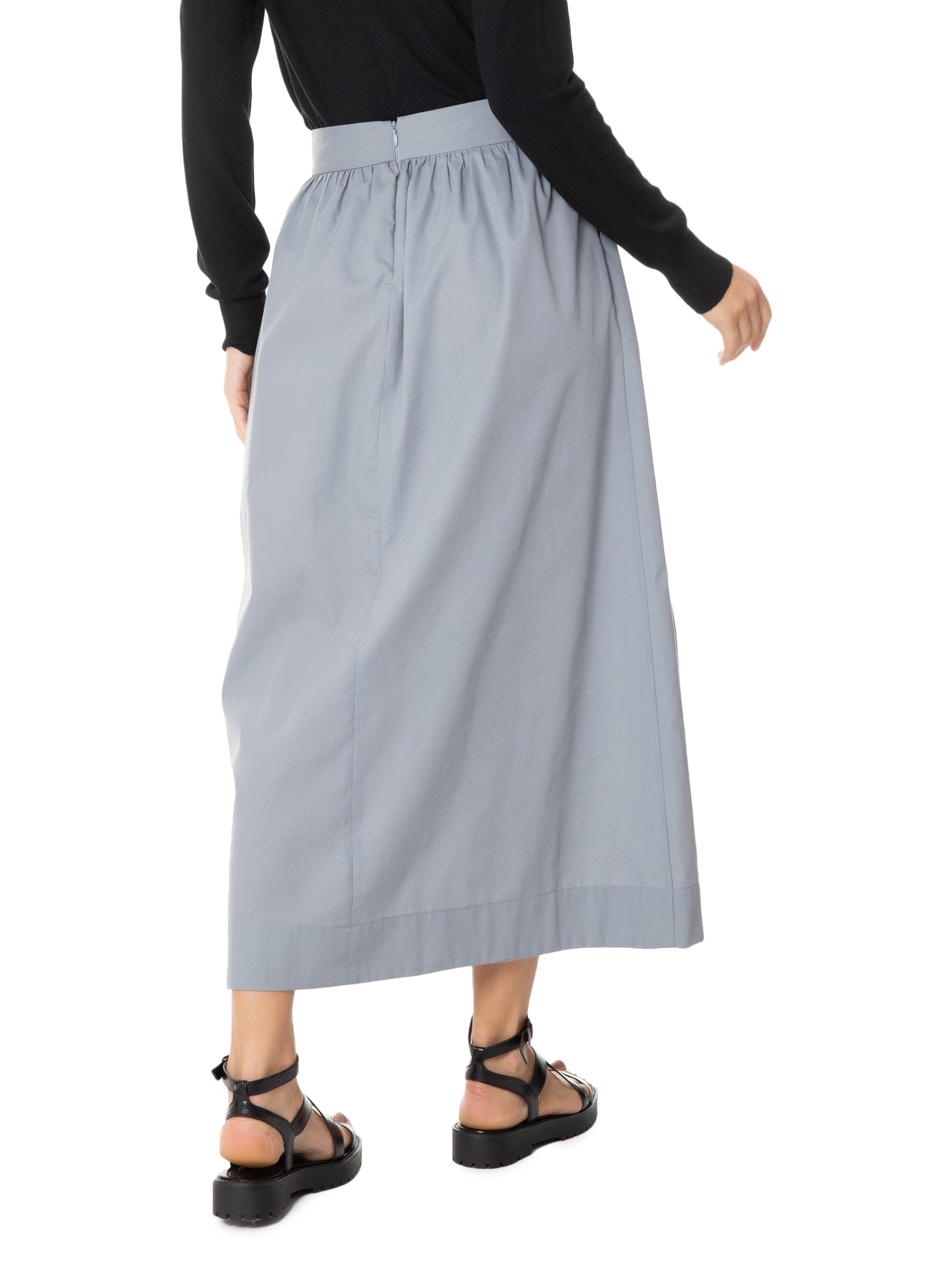 Saia Midi Com Bolso Cinza Basiq