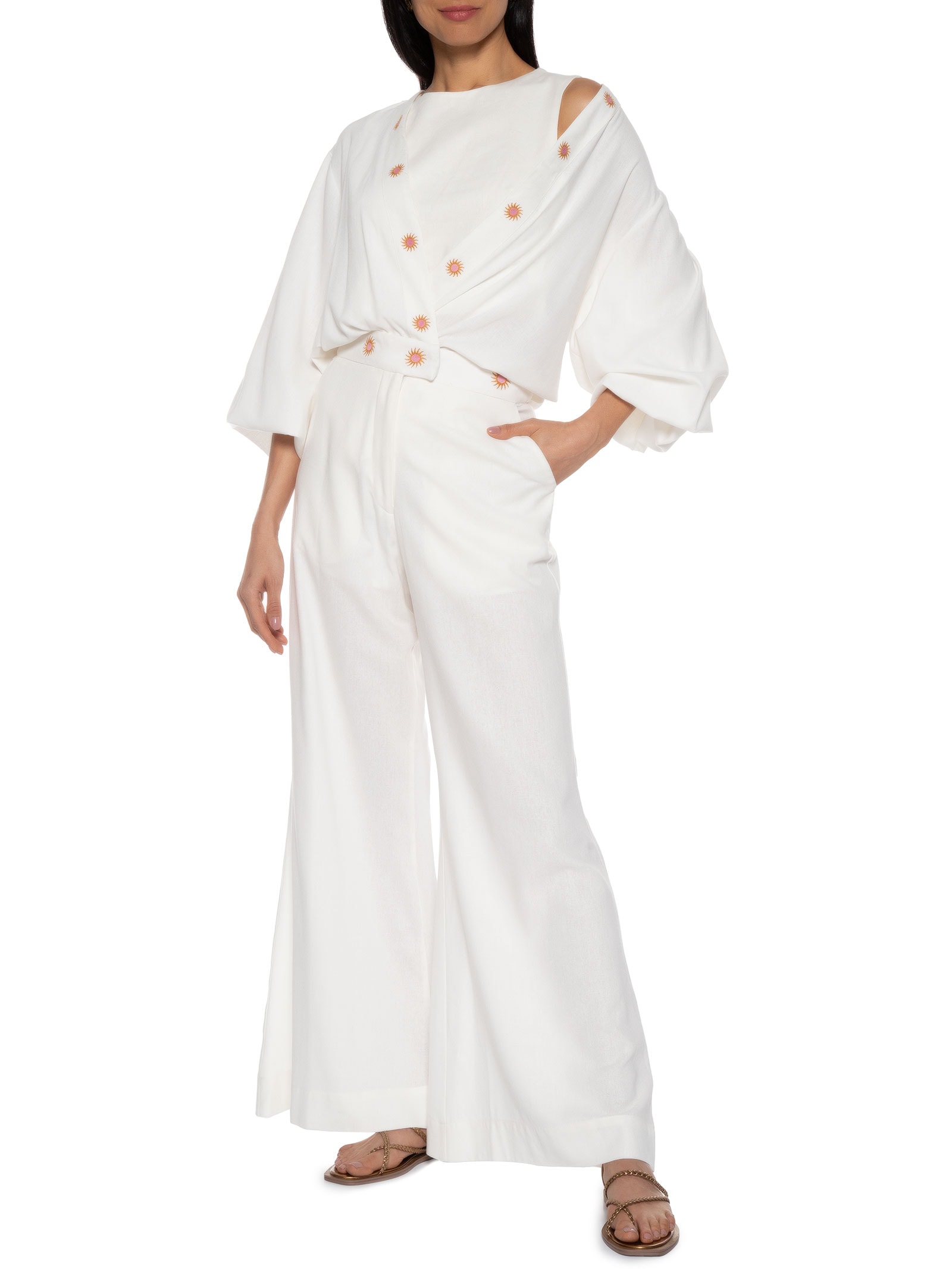 Saia Midi Com Bolso E Fenda Bege Dress To