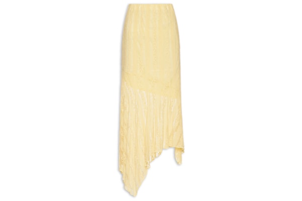 Saia Midi com Detalhes em Renda - Amarelo
