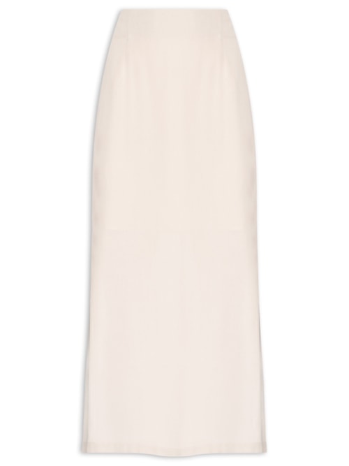 Saia Midi Com Fenda – Bege