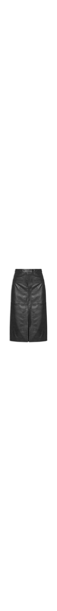 Saia Midi Com Fenda Em Couro - Vermelho