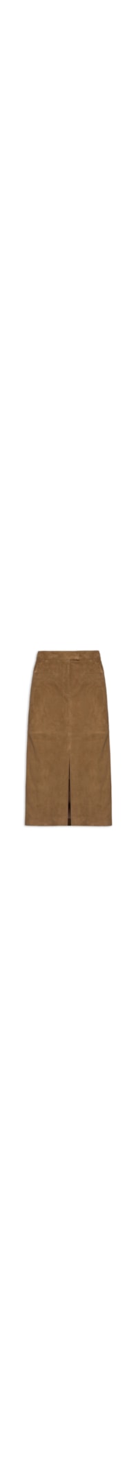 Saia Midi Com Fenda Em Couro - Vermelho
