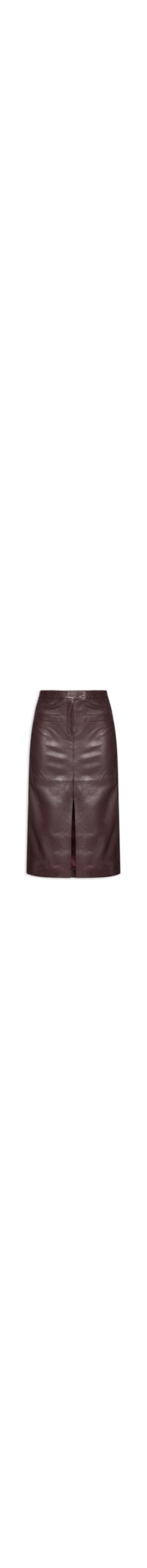 Saia Midi Com Fenda Em Couro - Vermelho