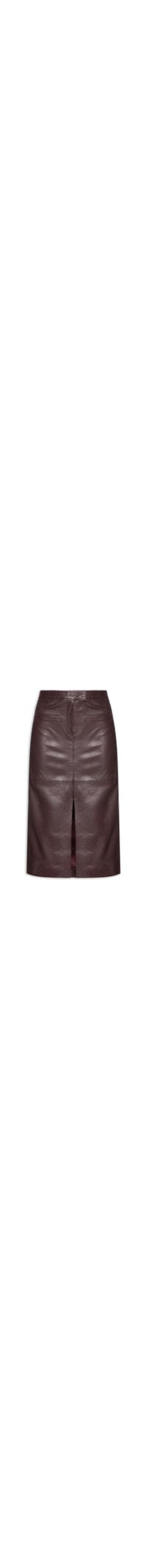 Saia Midi Com Fenda Em Couro - Vermelho