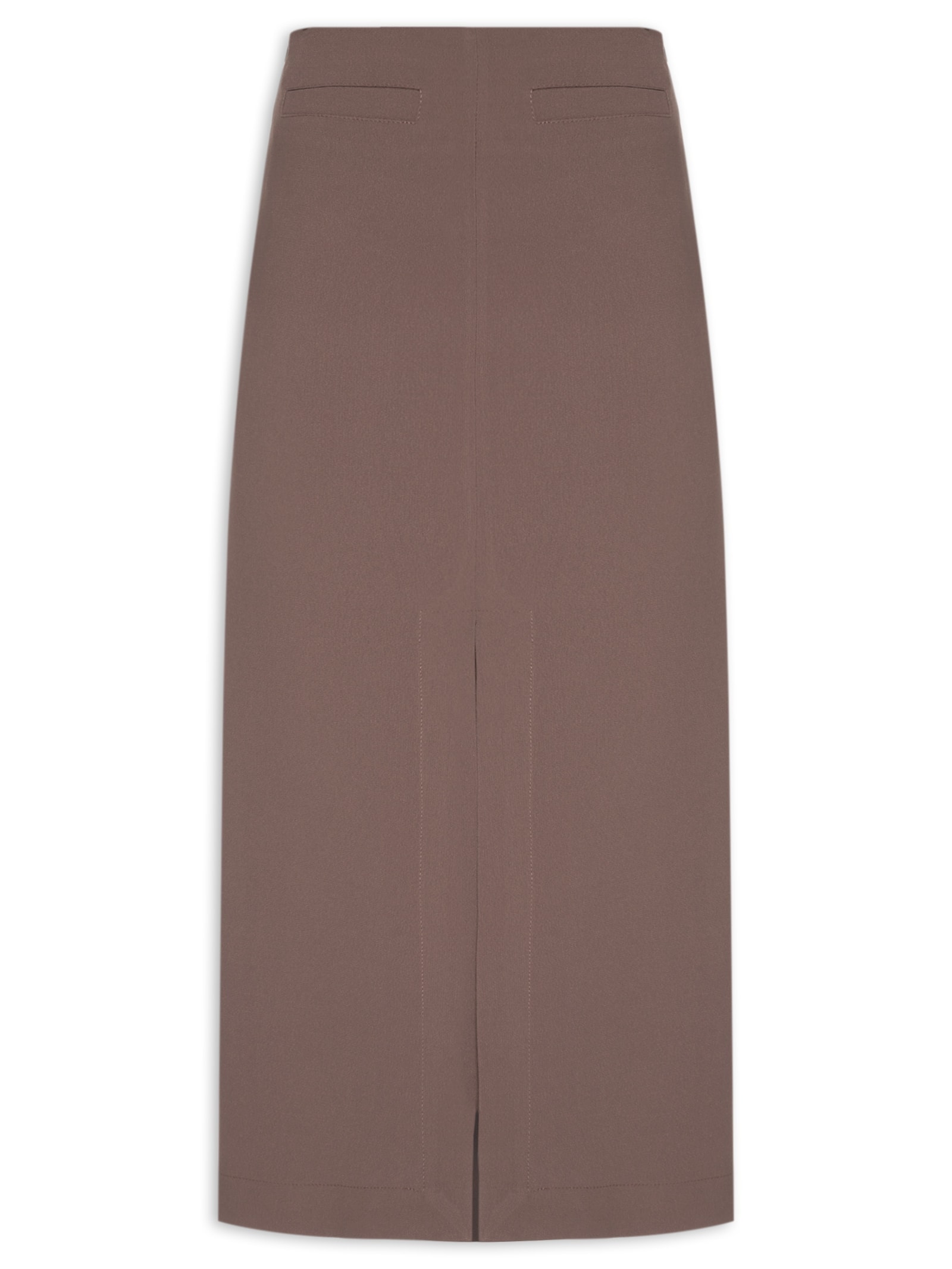 Saia Midi Com Fenda Frontal Em Crepe Marrom '2Essential