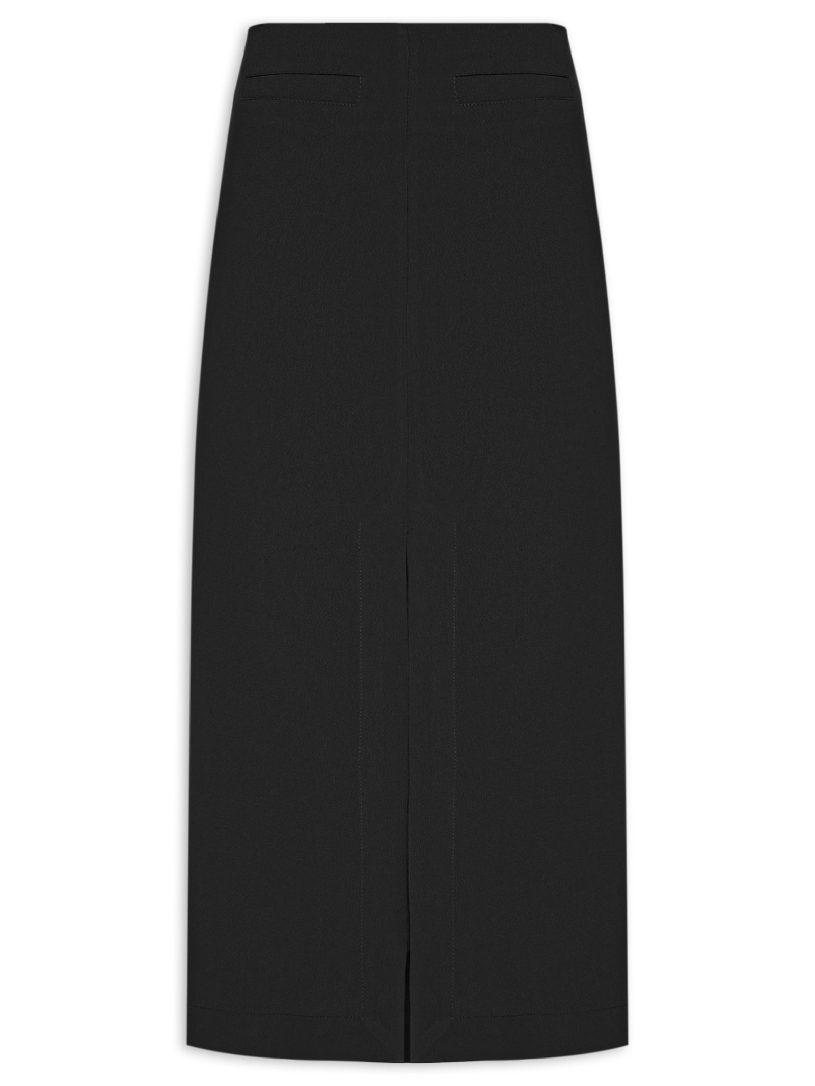 Saia Midi Com Fenda Frontal Em Crepe Preto '2Essential