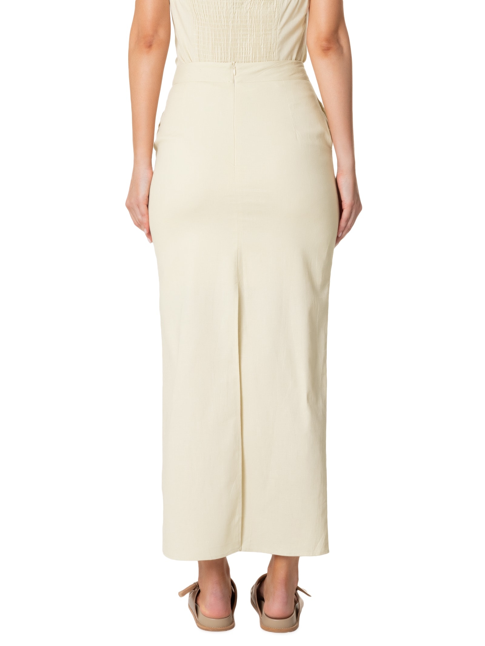 Saia Midi Com Fenda Nas Costas Amarelo Basiq