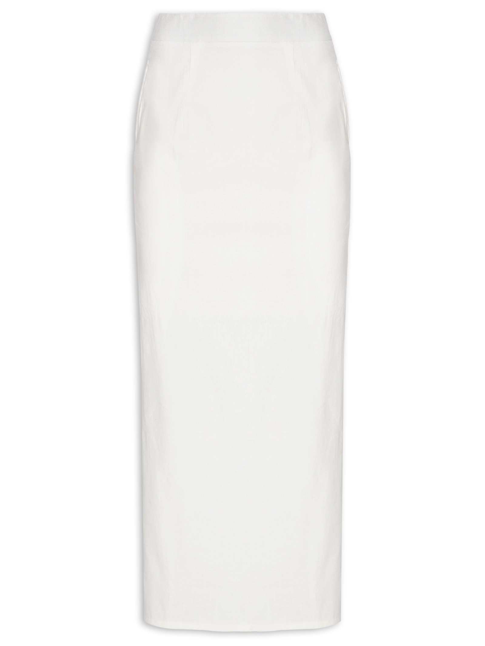 Saia Midi Com Fenda Nas Costas Off White Basiq