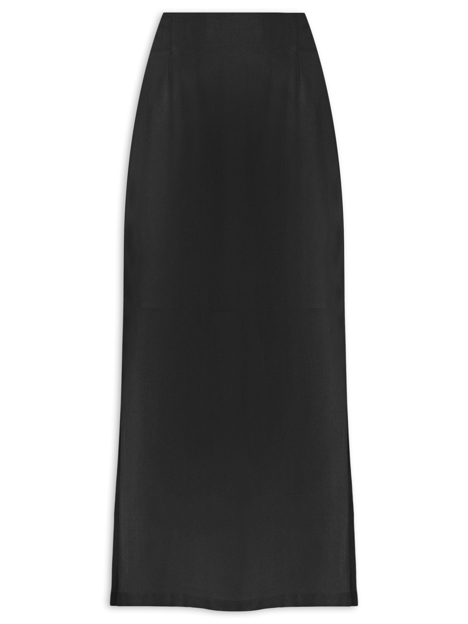 Saia Midi Com Fenda Preto  Basiq