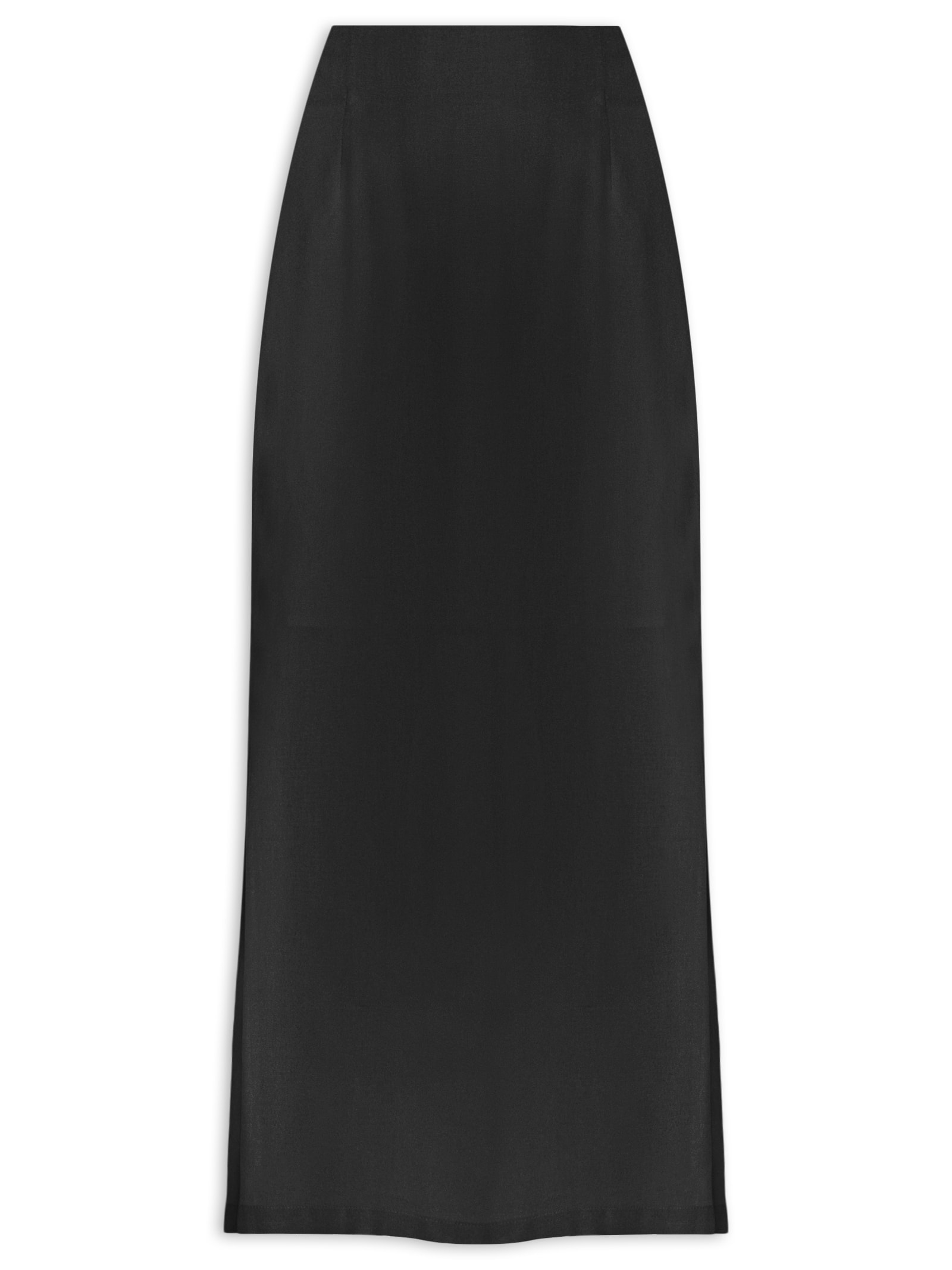 Saia Midi Com Fenda Preto  Basiq